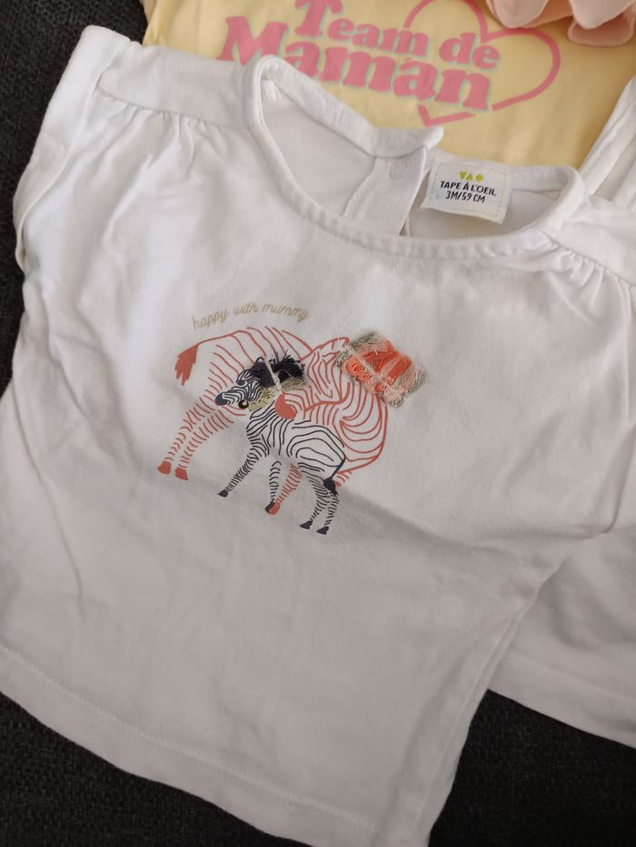 Lot de 6 t-shirts fille 3 mois - photo numéro 2