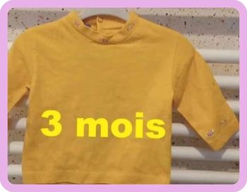 Tee  shirt manche longue avec  col  jaune  motif bonbon  multicolore  De  Bon Matin Taille  3 mois