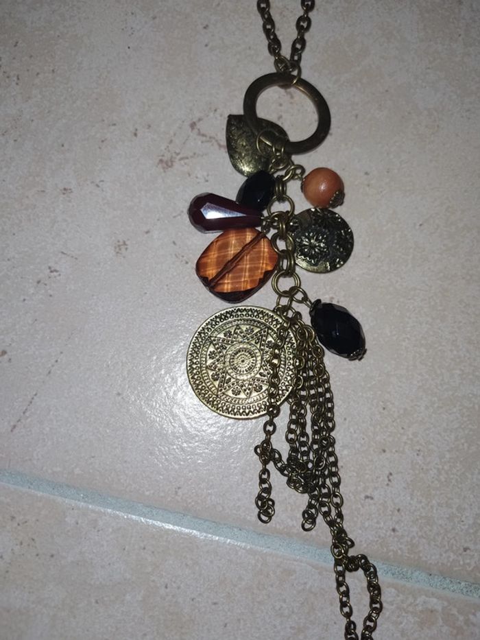 Collier sautoir marron et bronze MOA - photo numéro 2