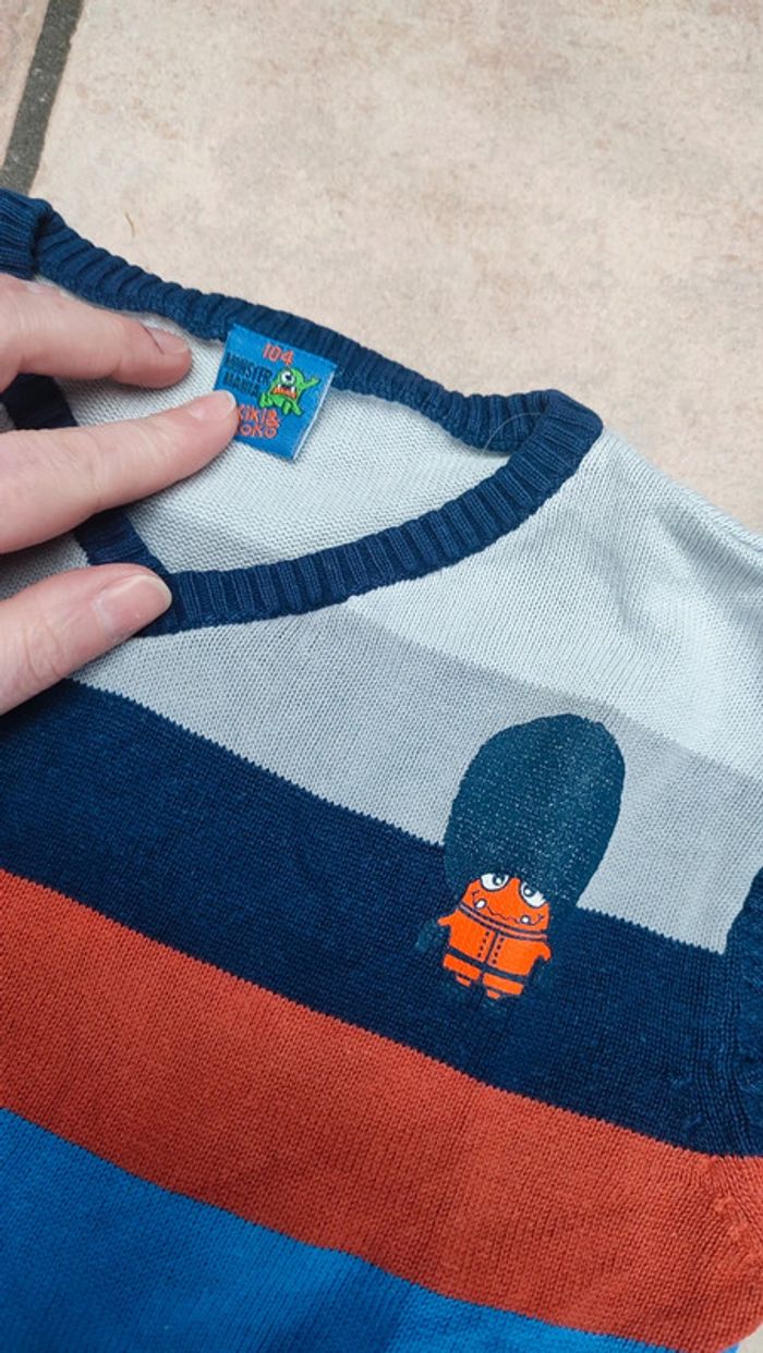 Pull rayé bleu rouge - photo numéro 2