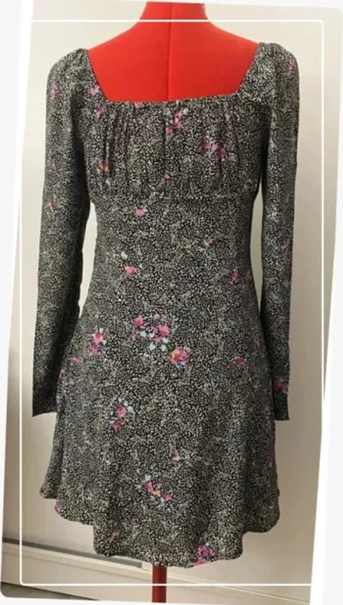Robe babydoll smockée imprimé noire et rose Pimkie - photo numéro 6