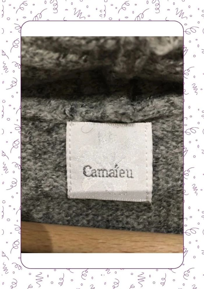 Pull col boule gris camaïeu - photo numéro 3