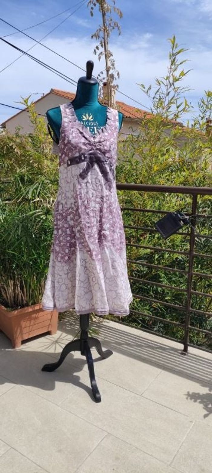 robe en lin évasée 42 bleu blanc rouge