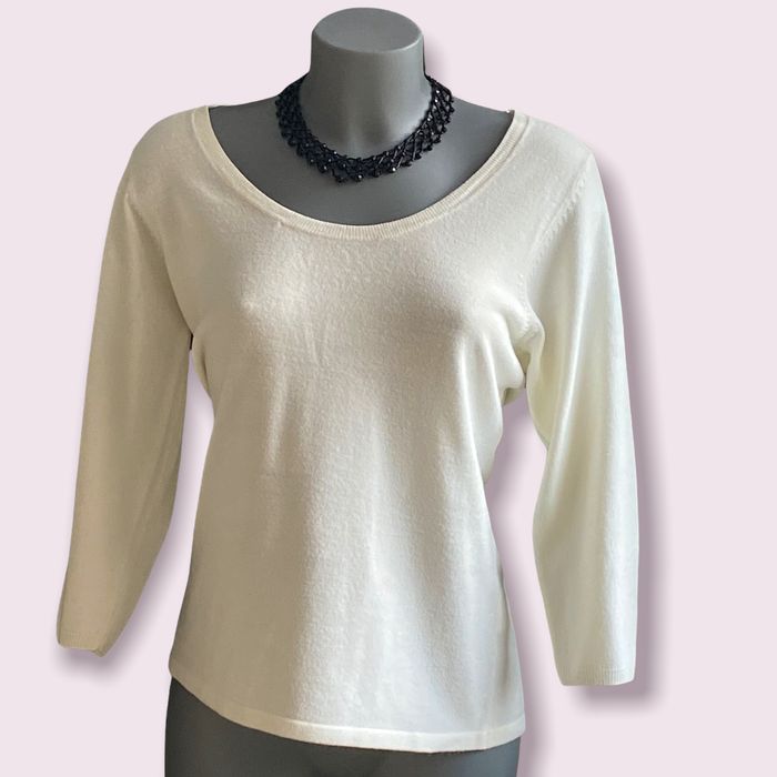 Pull acrylique couleur écru 46/48 In Extenso, 46,XXXL, écru, pull, col rond, femme, manche longue, m