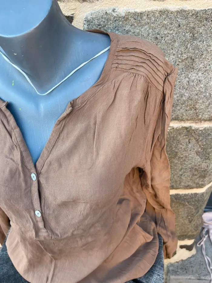 Chemise camel à manche longue - U - photo numéro 2