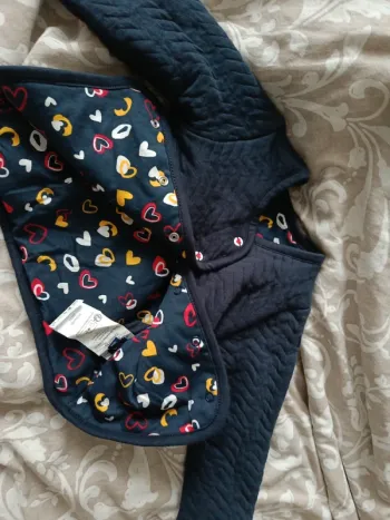 Veste bleu coeurs 81cm terre de marins réversible
