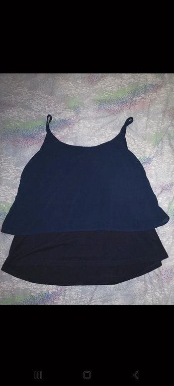 Debardeur évasé à volant bleu marine