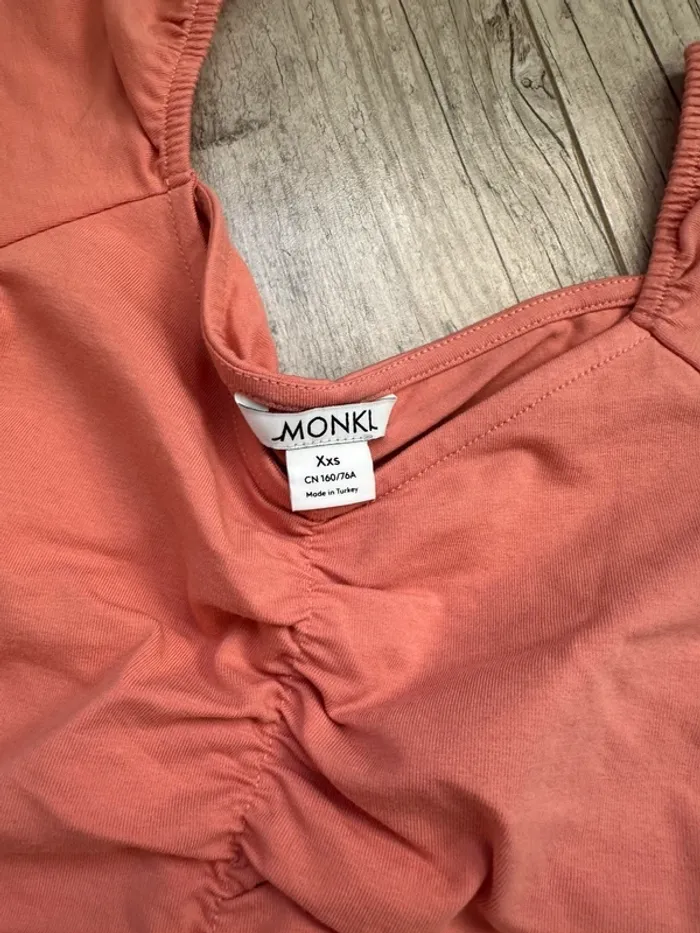 Top manches longues monki froncé XXs rose - photo numéro 3