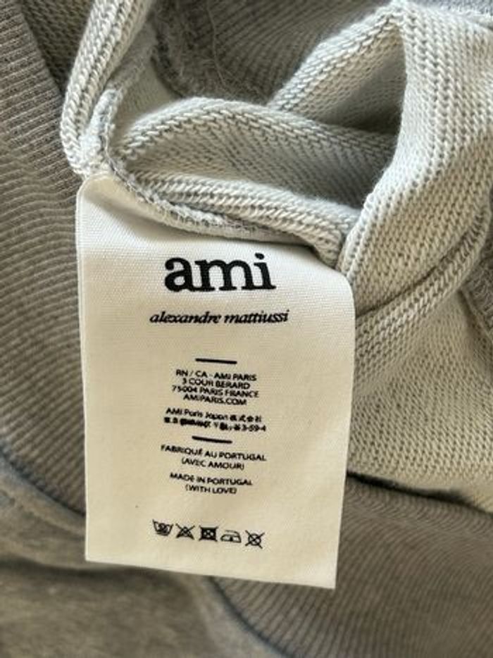 Sweat-shirt pull à capuche gris AMI Paris - Taille M - photo numéro 6