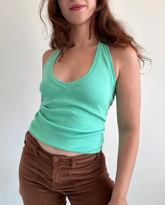Top dos nu vert en coton y2k années 2000 taille S