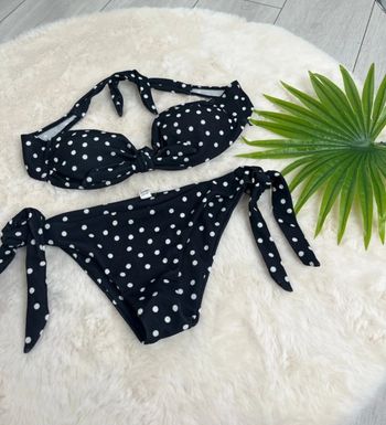 bikini rétro noir à pois blancs 36/38