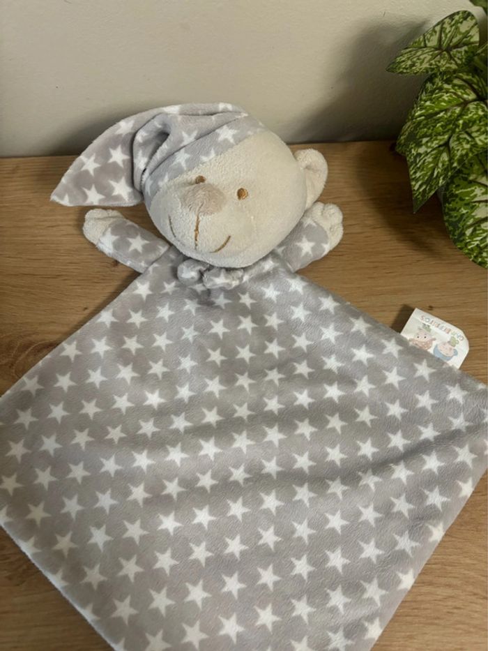 Doudou plat ours bonnet gris étoile blanches gamberritos - photo numéro 2