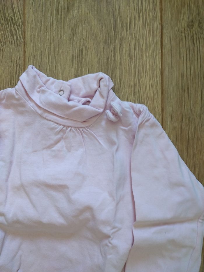T-shirt manches longues col roulé rose - 3 ans - photo numéro 2
