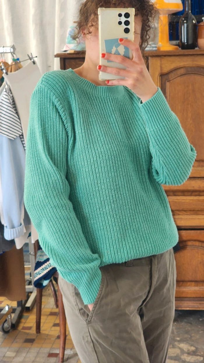 Pull tricoté en maille vert d'eau blancheporte - photo numéro 2