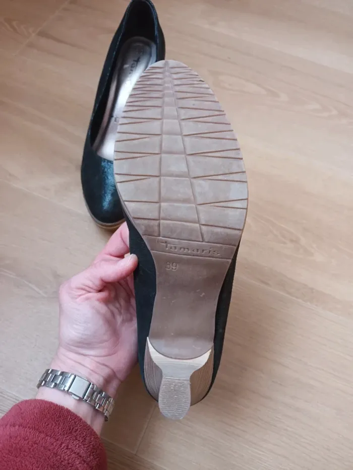 Escarpin neuf 39 Tamaris noir en cuirchaussures à talon - photo numéro 4