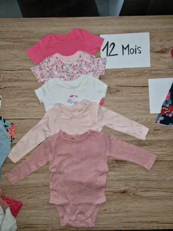 Lots 5 bodys fille 12 mois