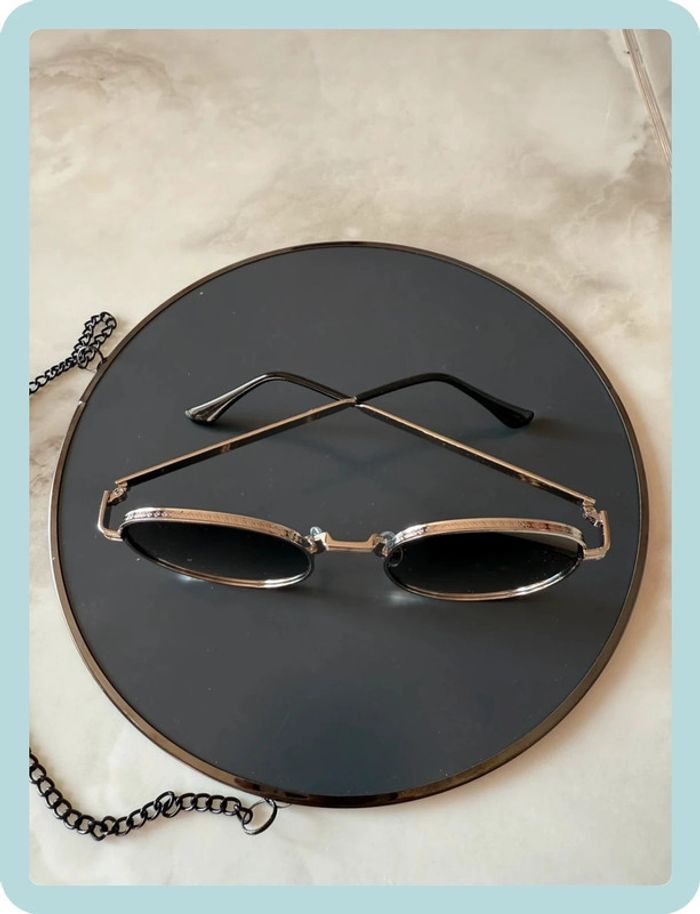 Lunette de soleil ronde noire argenté - photo numéro 3