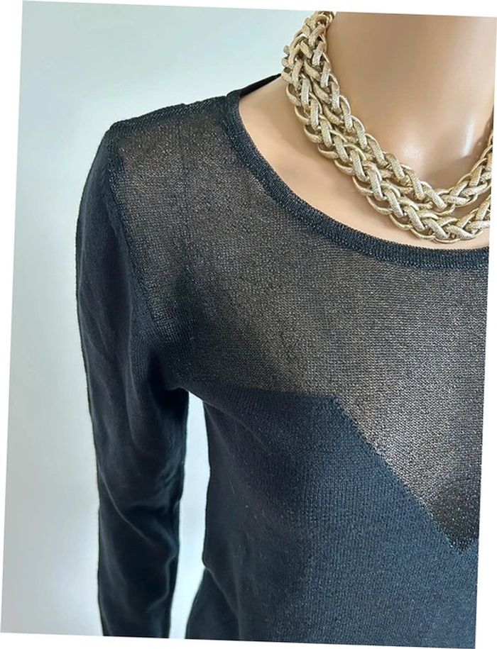 Pull noir pailleté à manches longues An'ge taille unique TBE - photo numéro 5