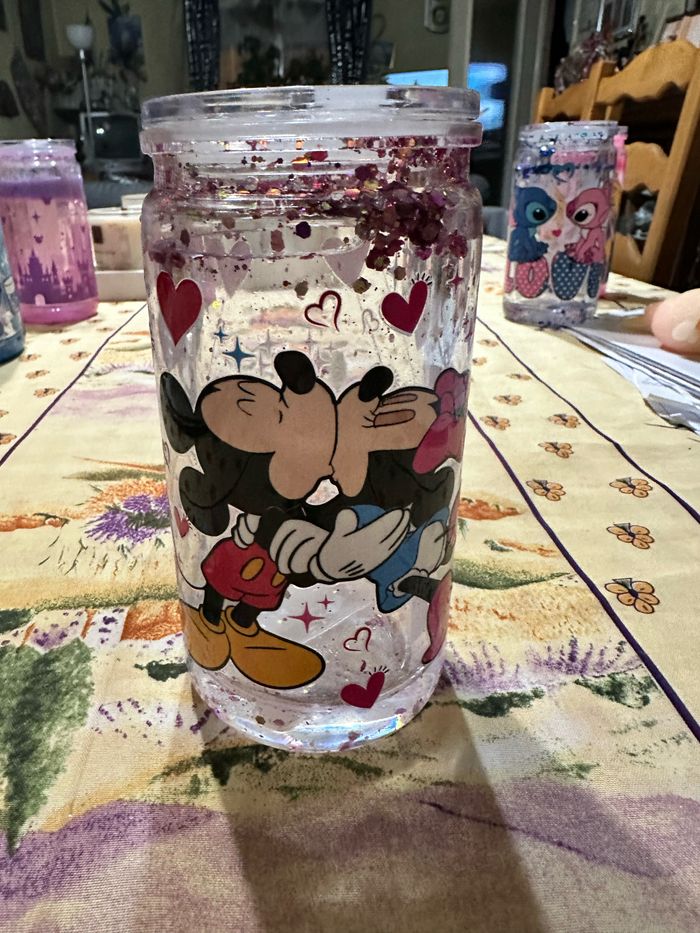 Gobelet paillete Mickey et Minnie 500ml