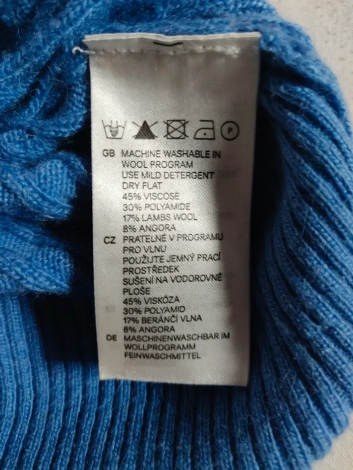Pull col rond tressé/torsadé bleu clair H&M taille M - photo numéro 3