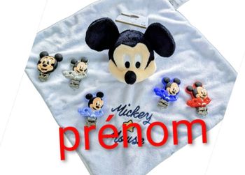 Doudou et attache mickey bleu