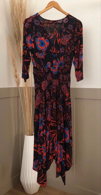 Robe Desigual 38 - fleurs oranges et bleues sur fond noir et marine