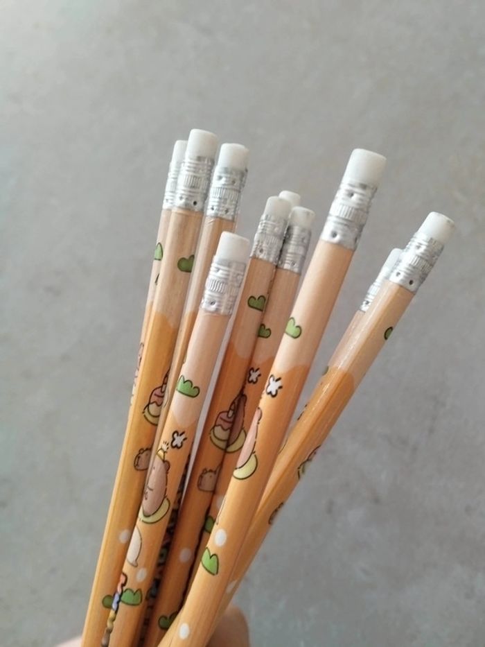 Fourniture scolaire : lot 11 crayons à papier avec gomme Capybara - photo numéro 4