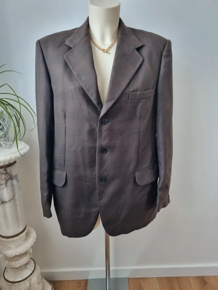 Blazer marron vintage en laine peignée - photo numéro 17