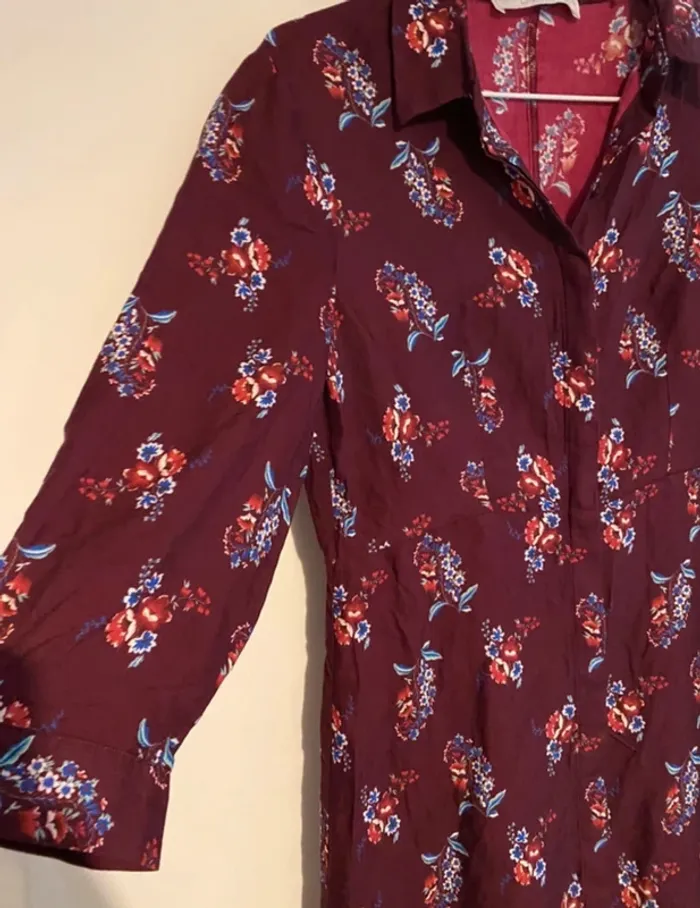 Robe Promod bordeaux fleurie – taille 34 – neuve - photo numéro 2