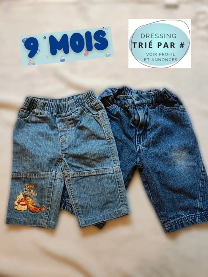 Lot de 2 pantalons Jean 9 mois