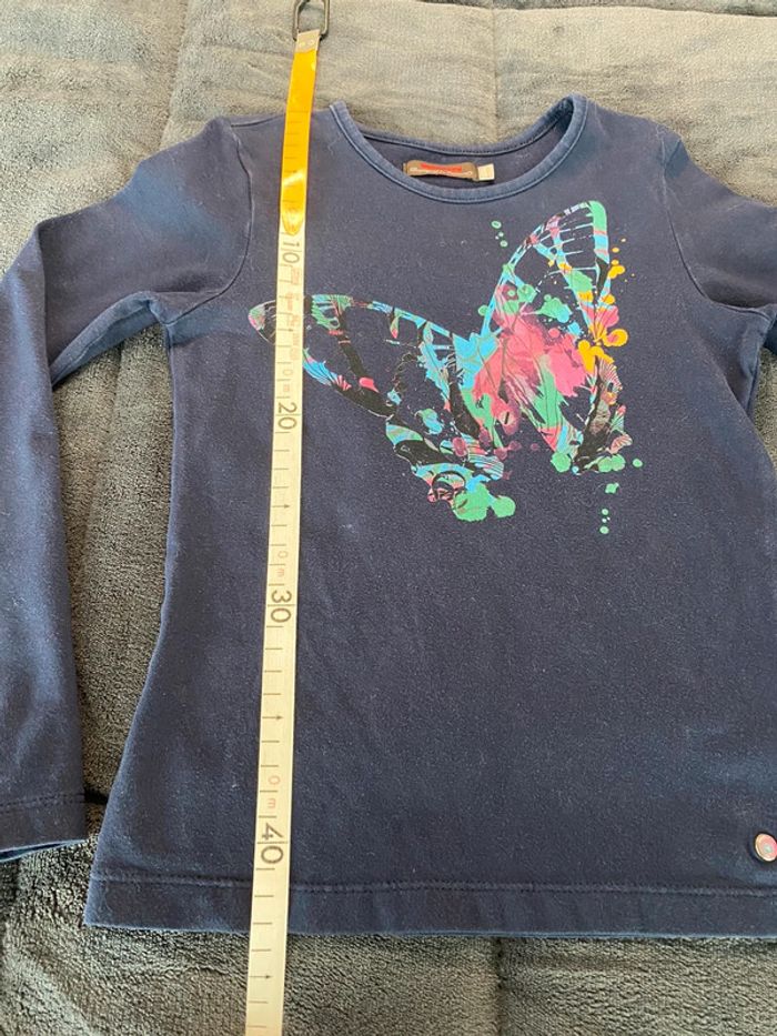 Tee shirt marine papillon catimini 8ans - photo numéro 5