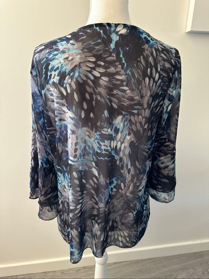Blouse bariolée bleue et grise T38 M - photo numéro 5