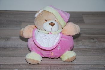 Doudou Ours Boule Ricami Orange rose vert 1 2 3 4 BM