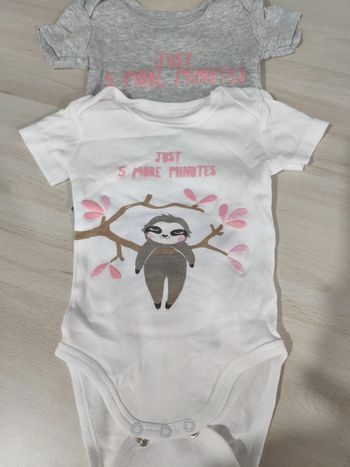 Lot de 2 body pailletés Just 5 more minutes 3 mois