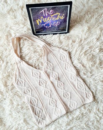 👜 Sac à main fourre-tout tote bag cabas laine polyester écru crème torsades neuf