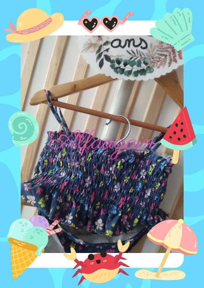 Maillot de bain bleu fleuri neuf 10ans - photo numéro 6