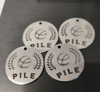 Médaille pile ou face acier inoxydable a  personnaliser recto verso