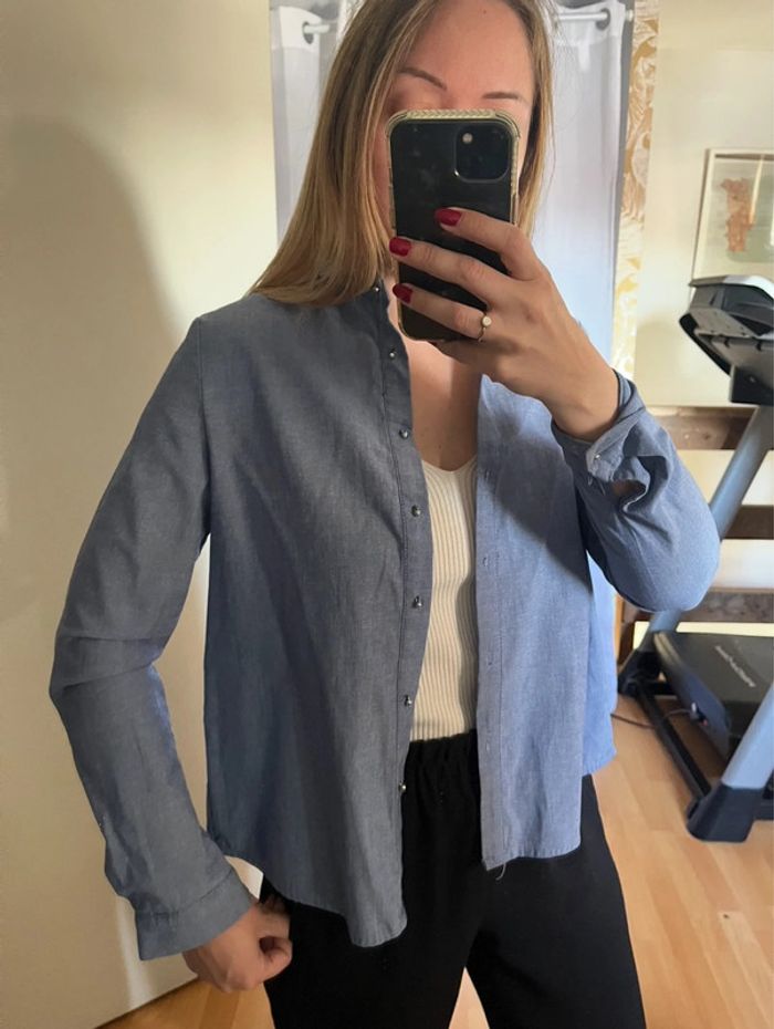 Chemise bleu jean Grace & Mila 36 S - photo numéro 4