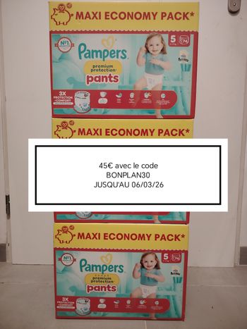 222 couches pampers premium protection en taille 5