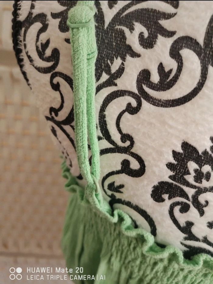 💕Joli Débardeur crop top court ROXY vert citron à smocks - Taille L/ 40 💕 - photo numéro 6