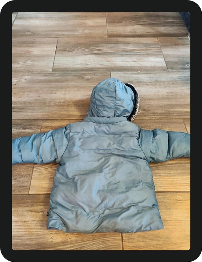 Doudoune avec capuche bleu gris Obaibi Taille 18 mois - photo numéro 3