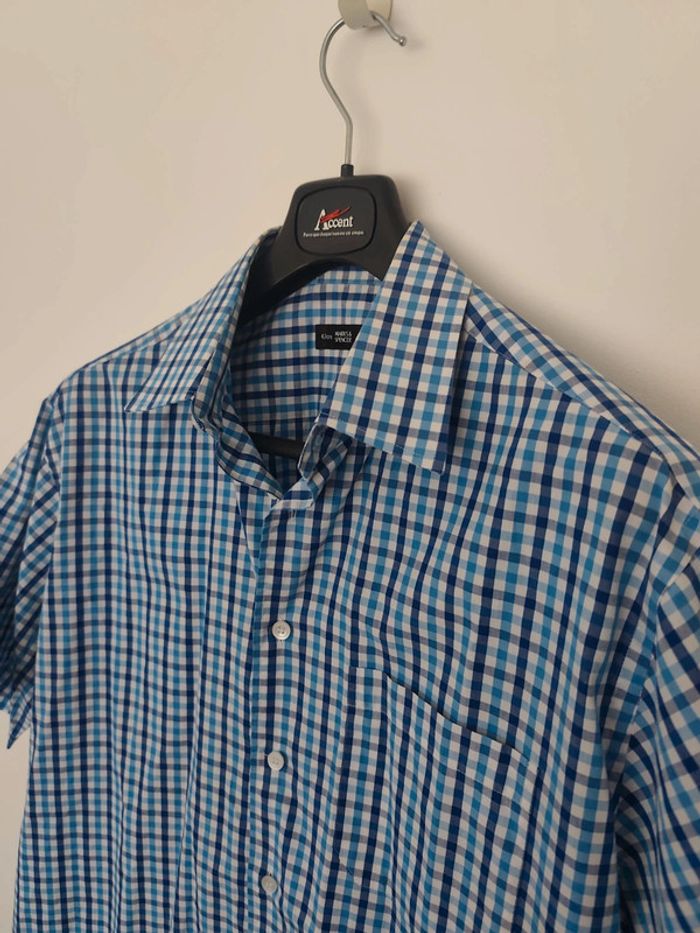Chemise homme Marks & Spencer à carreaux bleus. Col 42 cm - photo numéro 3