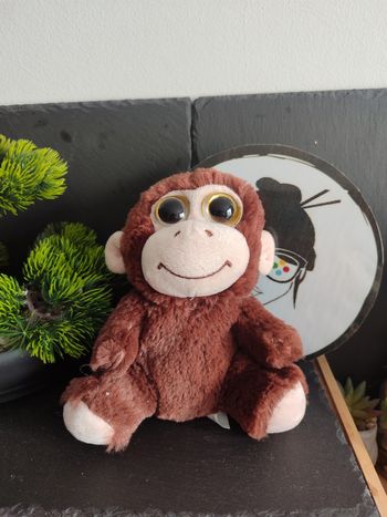 doudou peluche singe marron beige max & sax carrefour doré paillettes jaune Neuf