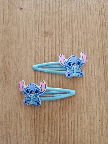 Lot 2 barrettes bleu – personnage Stitch Neuve