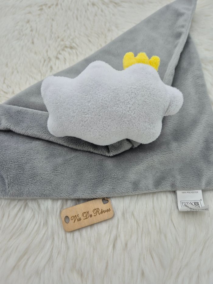 Doudou plat blanc gris nuage Bébé Douceur - photo numéro 3