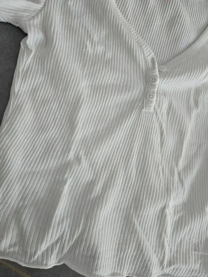 Tee shirt blanc côtelé - photo numéro 2