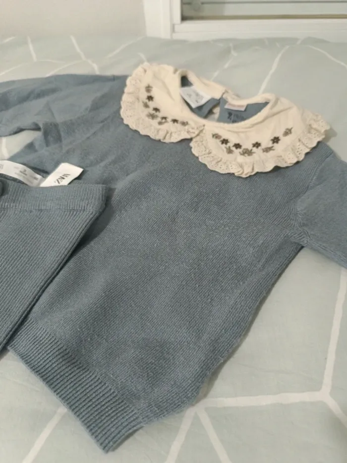 Conjunto de punto zara color azul