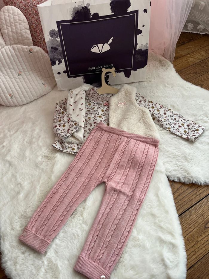 Ensemble blouse, legging et gilet de berger biche