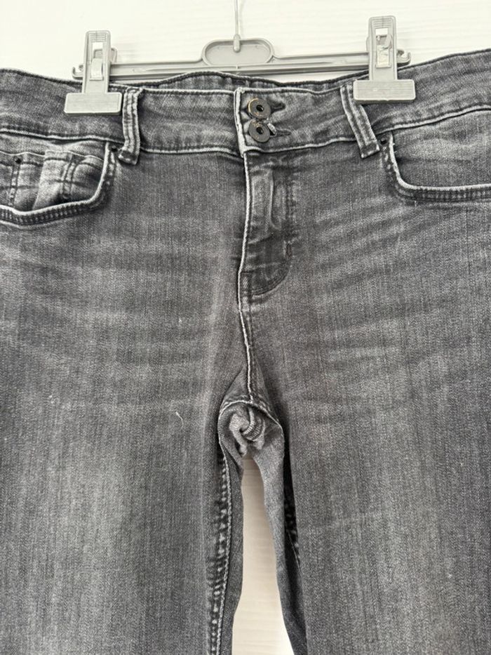 Jean slim skinny noir délavé uni basique simple double boutons - photo numéro 2