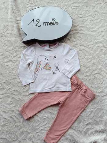 Ensemble (tee shirt manches longues+ jegging) Fille oiseau